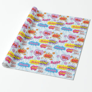 Comic-Stil Mädchen-Superhelden-Design Geschenkpapier
