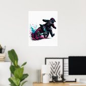 Comic-Stil Motocross-Fahrer Matschspritzer Poster (Heimbüro)