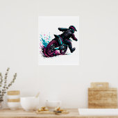 Comic-Stil Motocross-Fahrer Matschspritzer Poster (Küche)