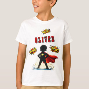 Comic-Stil-Superhelden-Jungen-Name-Birthday-Party T-Shirt