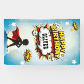 Comic-Stil-Superhelden-Jungen-Name Geburtstag Banner (Horizontal)