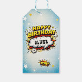 Comic-Stil-Superhelden-Jungen-Name Geburtstag Geschenkanhänger (Rückseite)