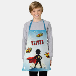 Comic-Stil-Superhelden-Jungen-Name Schürze