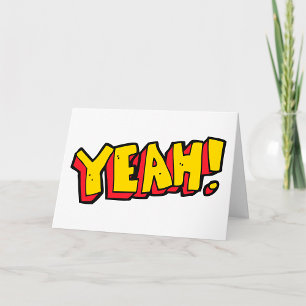 Comic-Stil Yeah-Text Grafik in fettgedrucktem Gelb Karte
