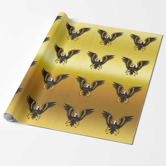 Comic-Streifen Schwarz-Gold Adler mit Goldfolie Geschenkpapier (Ungerollt)