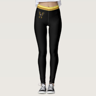 Comic-Streifen Schwarz-Gold Adler mit Goldfolie Leggings