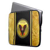 Comic-Streifen Schwarzer und roter Adler mit Goldf Laptopschutzhülle (Vorderseite Links)