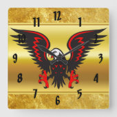 Comic-Streifen Schwarzer und roter Adler mit Goldf Quadratische Wanduhr (Vorderseite)