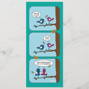 Comic Strip Liebesvögel Save the Date Hochzeitskar Einladung