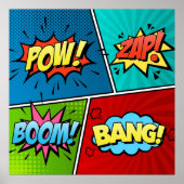 Comic Strippen Text Comic Buch Retro Pow Zap Boom Poster (Vorne)