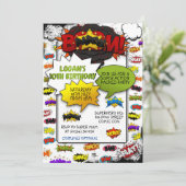 Comic Style Action Words-Party Einladungen (Stehend Vorderseite)