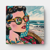 Comic Style Art | Frau Watching Hula Dancer Fotoplatte (Vorderseite)