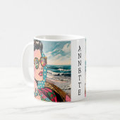 Comic Style Art | Frau Watching Hula Dancer Kaffeetasse (Vorderseite Links)