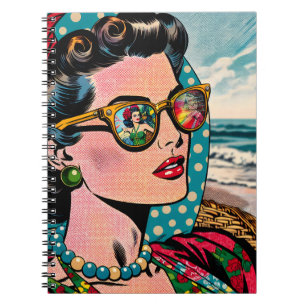 Comic Style Art   Frau Watching Hula Dancer Notizblock
