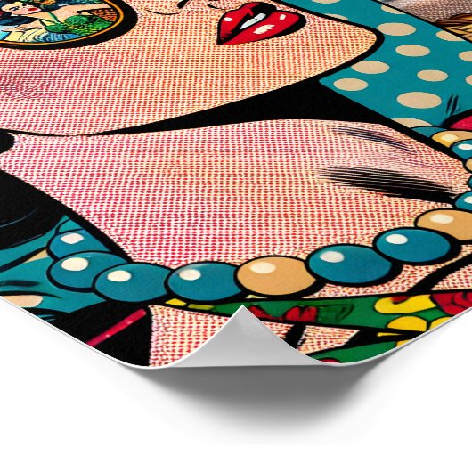 Comic Style Art | Frau Watching Hula Dancer Poster (Ecke)