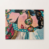 Comic Style Art | Frau Watching Hula Dancer Puzzle (Horizontal)