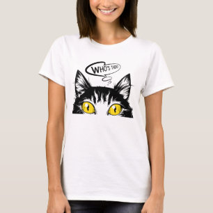 Comic Style Art Wer ist da Cat? T-Shirt