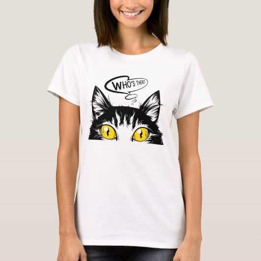 Comic Style Art Wer ist da Cat? T-Shirt (Vorderseite)