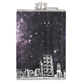 Comic Style Black & White City Skyline Galaxie Flachmann (Rückseite)