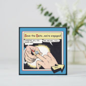Comic Style Bling Ring Save the Date blau (Stehend Vorderseite)
