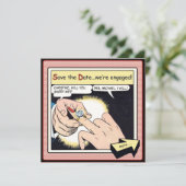 Comic Style Bling Ring Save the Date Rot (Stehend Vorderseite)