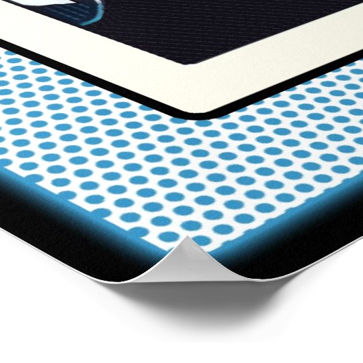 Comic Style Bling Ring Wedding Blue Dots Poster (Ecke)