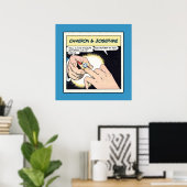 Comic Style Bling Ring Wedding Blue Poster (Heimbüro)