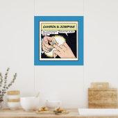 Comic Style Bling Ring Wedding Blue Poster (Küche)