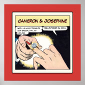 Comic Style Bling Ring Wedding Red Poster (Vorne)