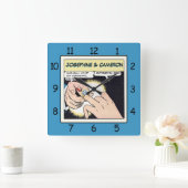 Comic Style Bling Ring Wedelzange Blau Quadratische Wanduhr (Zuhause)