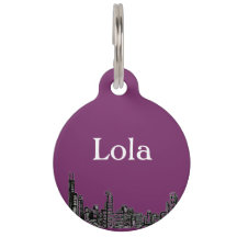 Comic Style City Skyline Colorful Pet Tag