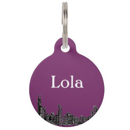 Comic Style City Skyline Colorful Pet Tag Haustiermarke