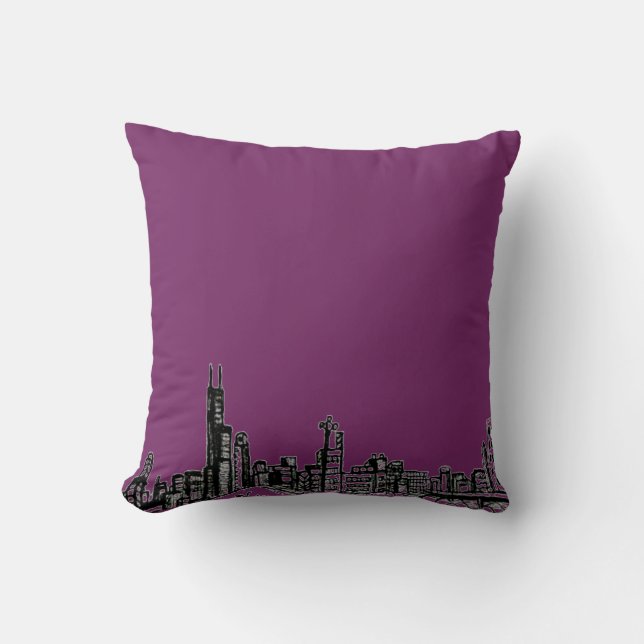 Comic Style City Skyline Throw Kissen (Vorderseite)