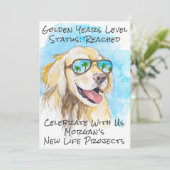 Comic Style Golden Years Funny Retirement Party Einladung (Stehend Vorderseite)