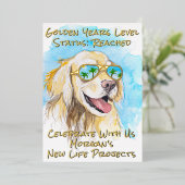 Comic Style Golden Years Funny Retirement Party Folieneinladung (Stehend vorne)