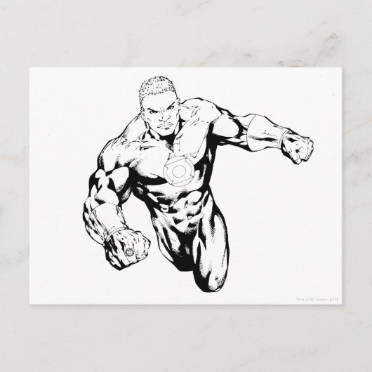 Comic Style - Grüne Laterne, Schwarz und Weiß Postkarte (Vorderseite)