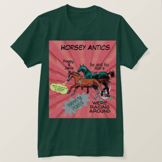 Comic Style Horsey Antics T - Shirt (Design vorne)