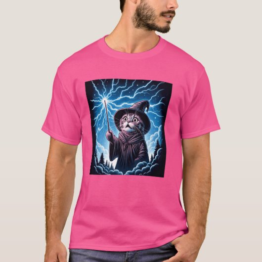 Comic Style Kitten Lover Funny Reaction Wizard Cha T-Shirt (Vorderseite)