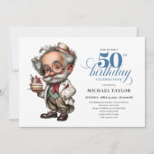 Comic Style Man Turning 50 Fun Party Invitation Einladung (Vorderseite)