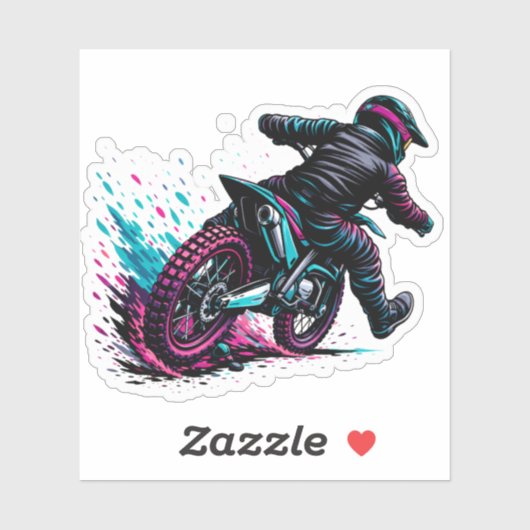 Comic Style Motocross Rider Mud Splash  Aufkleber (Blatt)