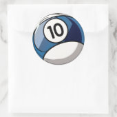 Comic Style Number 10 Billard Ball Runder Aufkleber (Tasche)