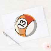 Comic Style Number 13 Billards Ball Runder Aufkleber (Umschlag)