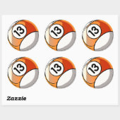 Comic Style Number 13 Billards Ball Runder Aufkleber (Blatt)