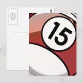 Comic Style Number 15 Billard Ball Postkarte (Vorne/Hinten)