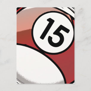 Comic Style Number 15 Billard Ball Postkarte