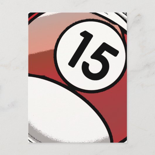 Comic Style Number 15 Billard Ball Postkarte (Vorderseite)