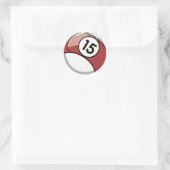 Comic Style Number 15 Billard Ball Runder Aufkleber (Tasche)
