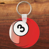 Comic Style Number 3 Billiard Ball Schlüsselanhänger (Vorderseite)