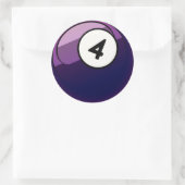 Comic Style Number 4 Billiard Ball Runder Aufkleber (Tasche)