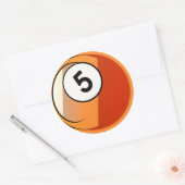Comic Style Number 5 Billiard Ball Runder Aufkleber (Umschlag)